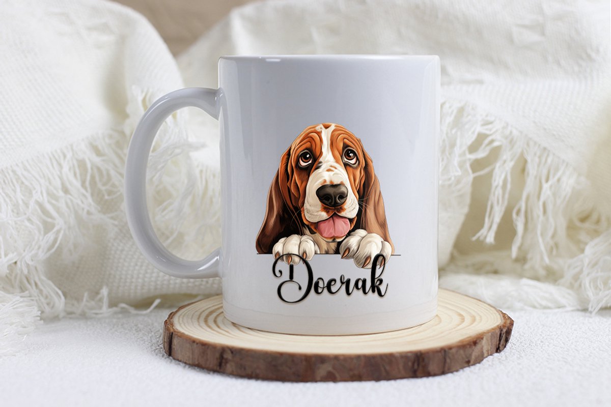 Basset mok met naam