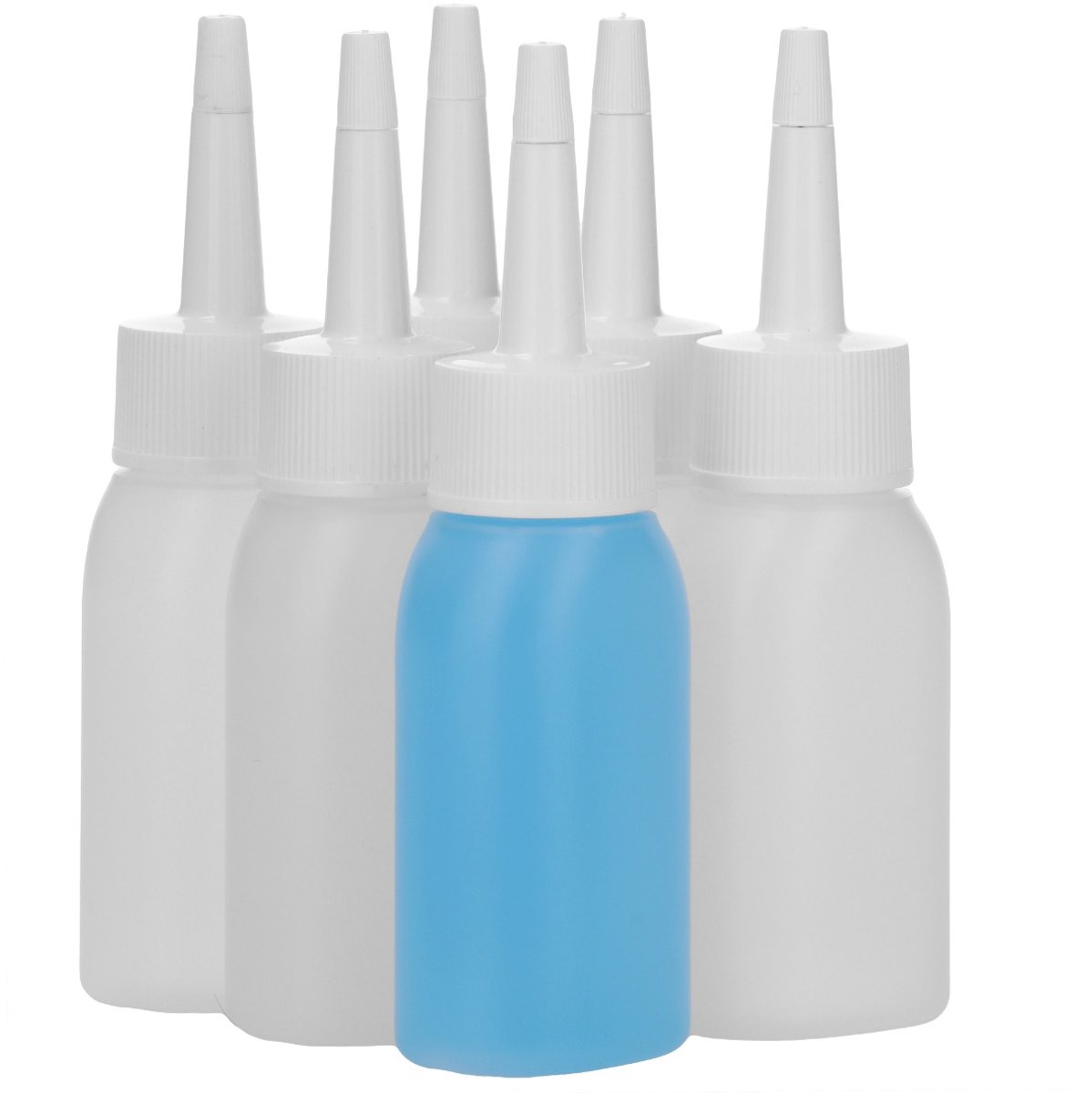 6 x 50 ml Platte fles HDPE naturel + doseer tuitdop knijpbaar wit - Brievenbusfles - BPA Vrij - Niet Breekbaar - Plastic Flesjes Navulbaar - Met Dop - Lege Flessen - 6 stuks