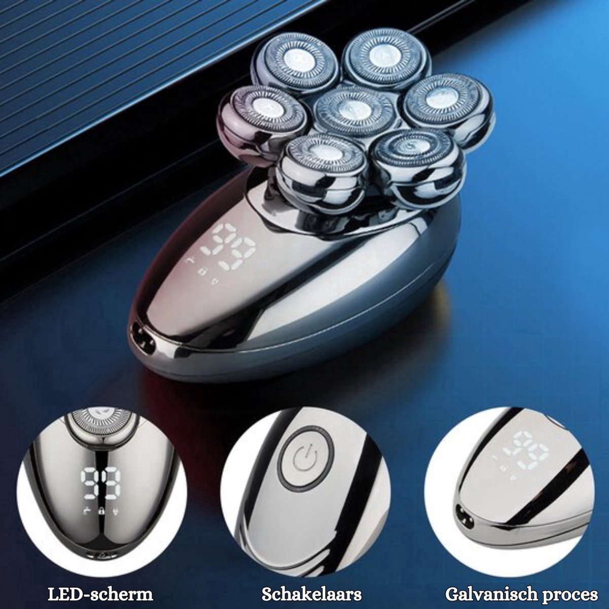 5-in-1 Hoofd Scheerapparaat Mannen Elektrisch - Zilver - afbeelding 2