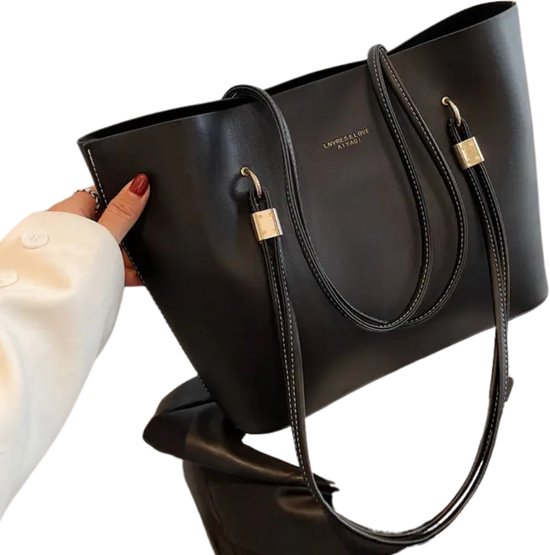 Nivard Handtas Dames - Schoudertas - School - Shopper - Schooltas - Werktas - Zwart