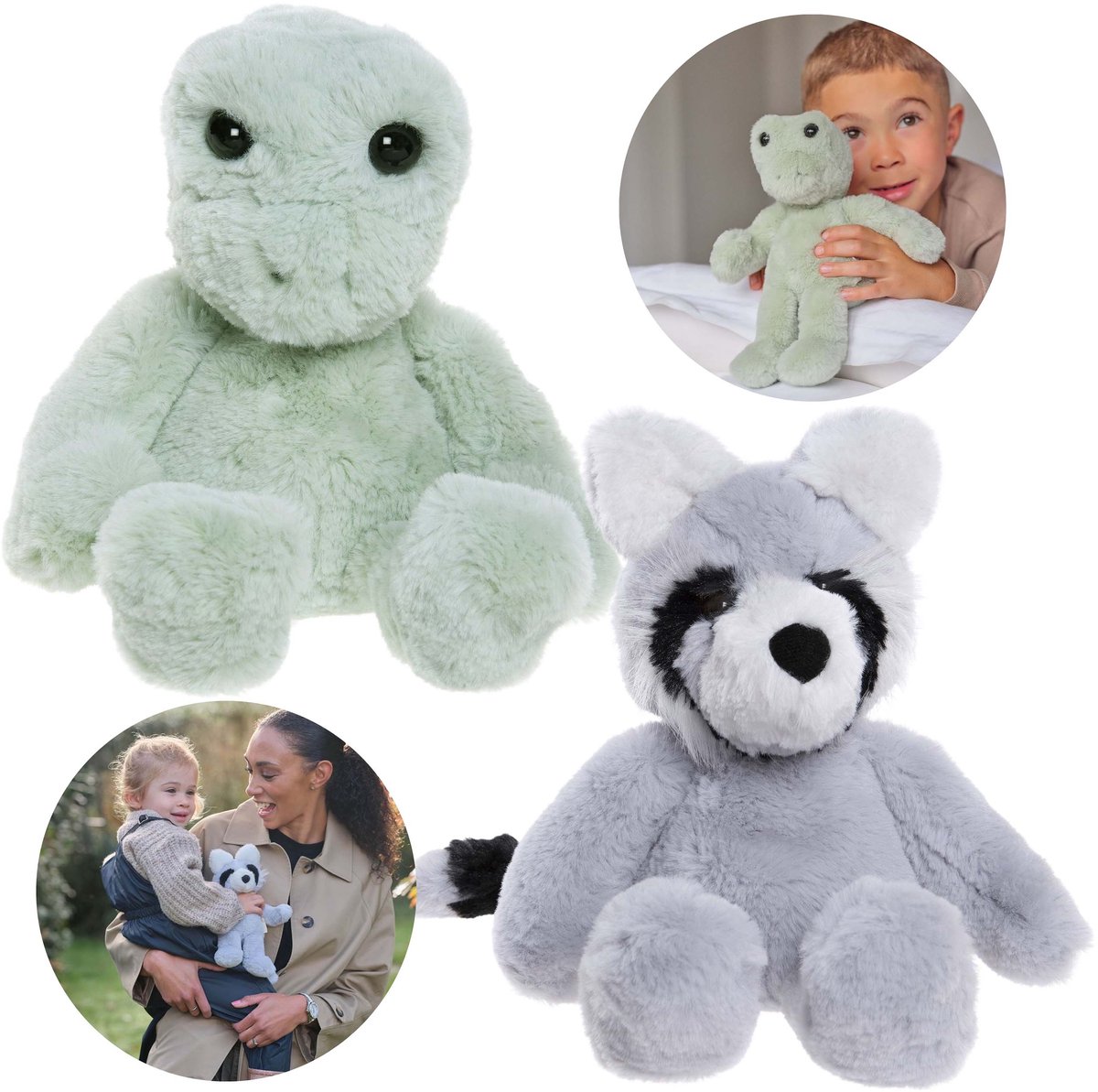 Charlie Bears, Set van twee knuffels uit de Bear&Me-serie: kikker Freddie en wasbeer Riley – Perfecte knuffels voor kinderen
