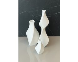 Studio Vaseo Flowa Wit – Set van 3 Moderne Vazen – 3D Geprint – Duurzaam PLA
