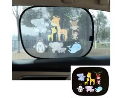 Zonnescherm voor in de auto - Autoraam scherm - Kinder zonnescherm - Zelfklevende Zonnewering voor in de auto - UV bescherming voor baby's - Met dierenprint - 1 stuk - CHPN