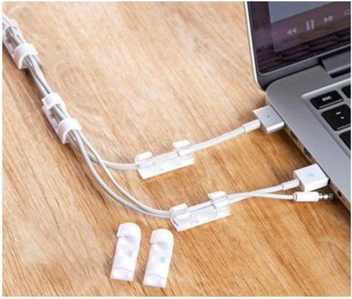New Age Devi - 20 Stuks Kabel Clips - Houder voor Kabels - Zelfklevend - Kabelbinder - Wit