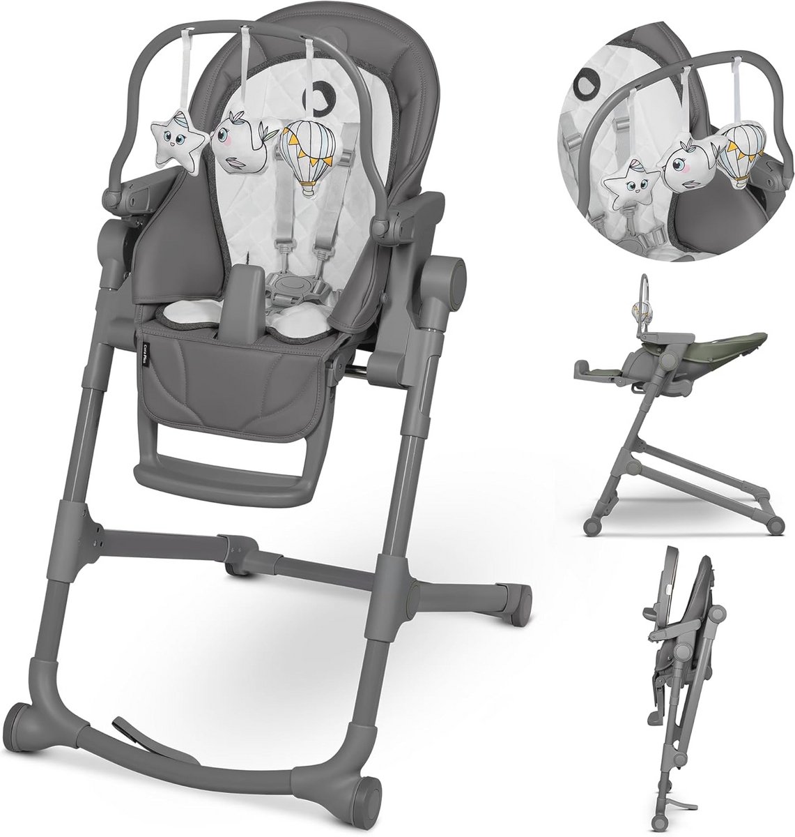 Image of 2-in-1 Kinderstoel met Wipfunctie voor Kinderen van 6 tot 36 Maanden