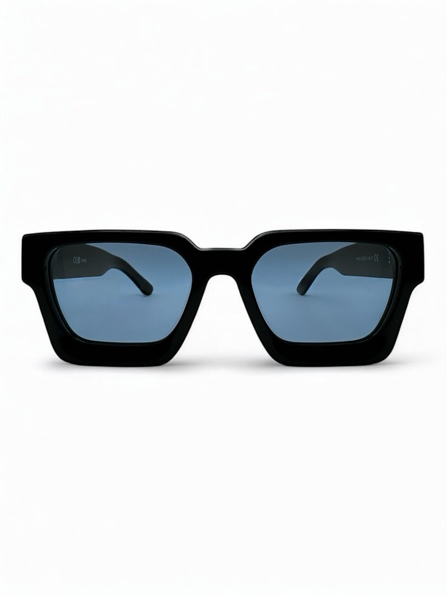 The Brand Remarkable – Zonnebril Unisex – Zonnebril Dames – Zonnebril Heren – Rechte Hoek Zonnebril – Blauw / Zwart – UV400 – Luxe, Duurzame & Trendy Zonnebril – Designer Zonnebril – Mode Zonnebril 2025 – Inclusief Beschermhoes – Polariserend Look