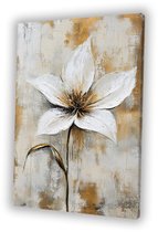 Abstracte bloem in zachte kleuren - Bloem schilderij op canvas - Schilderijen natuur - Abstract expressionisme - Moderne schilderijen - Decoratie slaapkamer - Canvas 80x120 cm