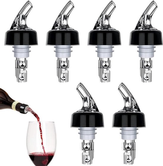 6 stuks automatische schenktuit, maatbeker voor cocktails, cocktaildoseerder met borstel, schenktuit voor sterke drank, voor cocktails, wijn, grappa (4 cl
