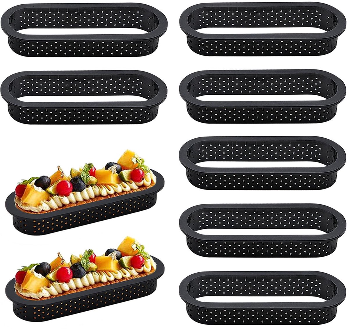 Ibenzoa® Complete Set van 6 Stuks Antiaanbak Dessertringen voor Perfecte Gebakcreaties