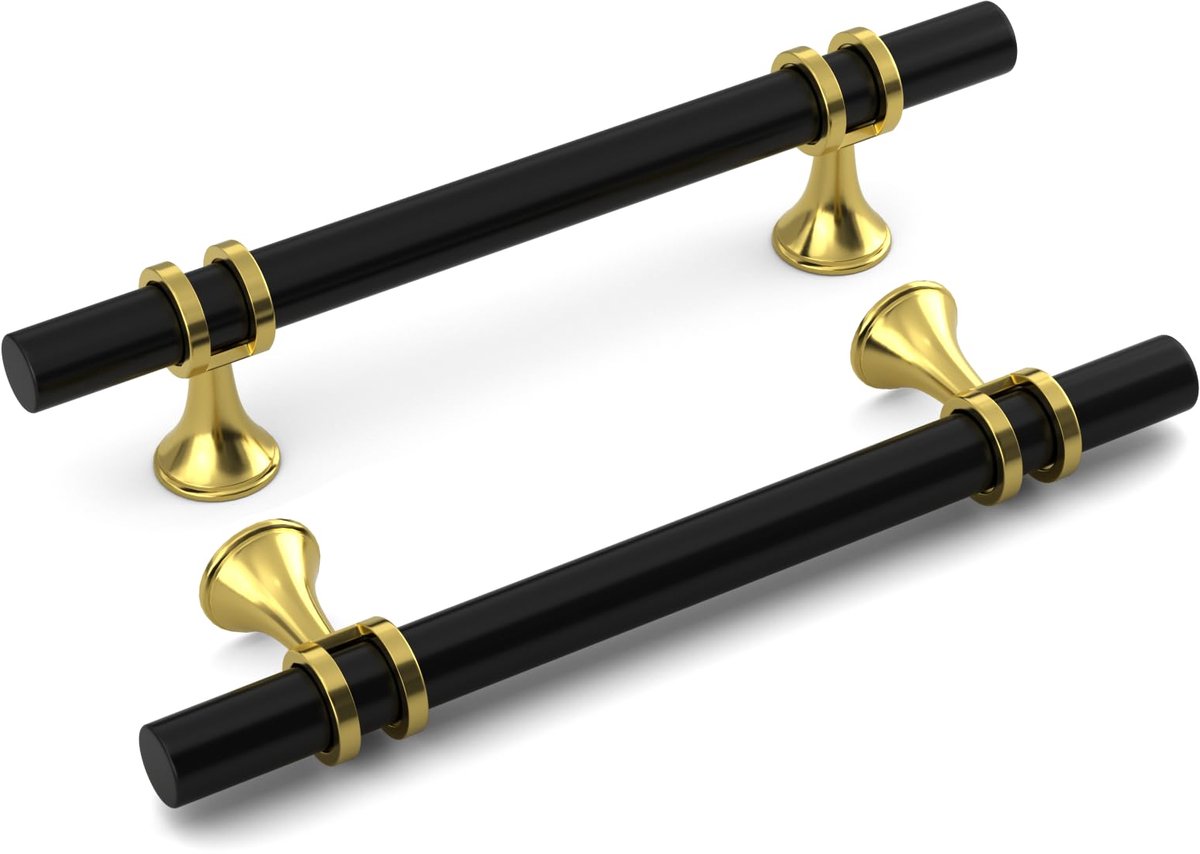 Ibenzoa® Stijlvolle Set van 4 Meubelgrepen voor Diverse Interieurs in Zwart en Goud Design
