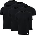 Set van zes zwarte adidas T-shirts met ronde hals en opdruk aan de zijkant.