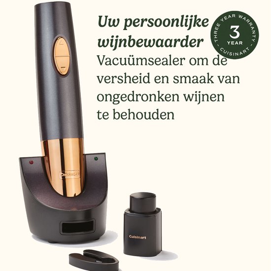 Cuisinart - Elektrische kurkentrekker - Oplaadbare wijnopener - Flessenopener - Zwart