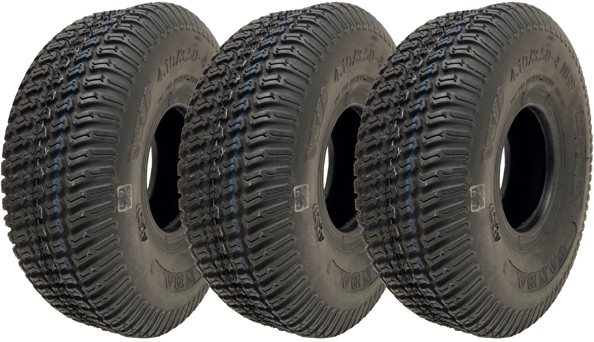 4.10/3.50-4 Grasmaaiersbanden voor diverse grasmatten, 4-laags tubeless, Wanda P332 (set van 3)
