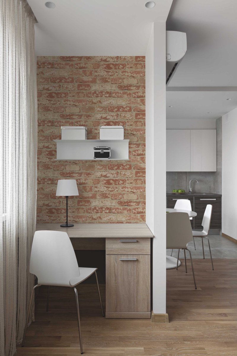 Zelfklevend behang Red Brick - RoomMates - Muurstickers - Rood - Vinyl