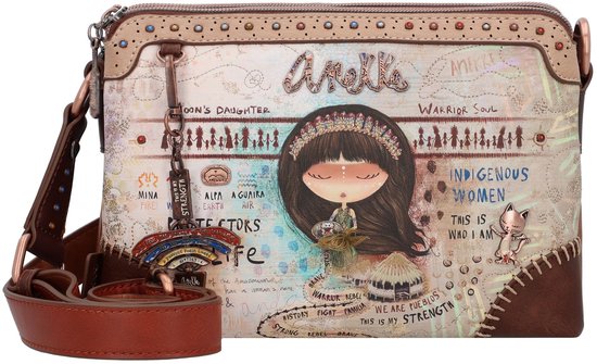 Anekke - Damestas - damestas van kunstleer met 2 handgrepen, ritssluiting en 3 vakken van ia - accessoires en accessoires voor dames - 39 x 24 x 11 cm, Meerkleurig, One Size