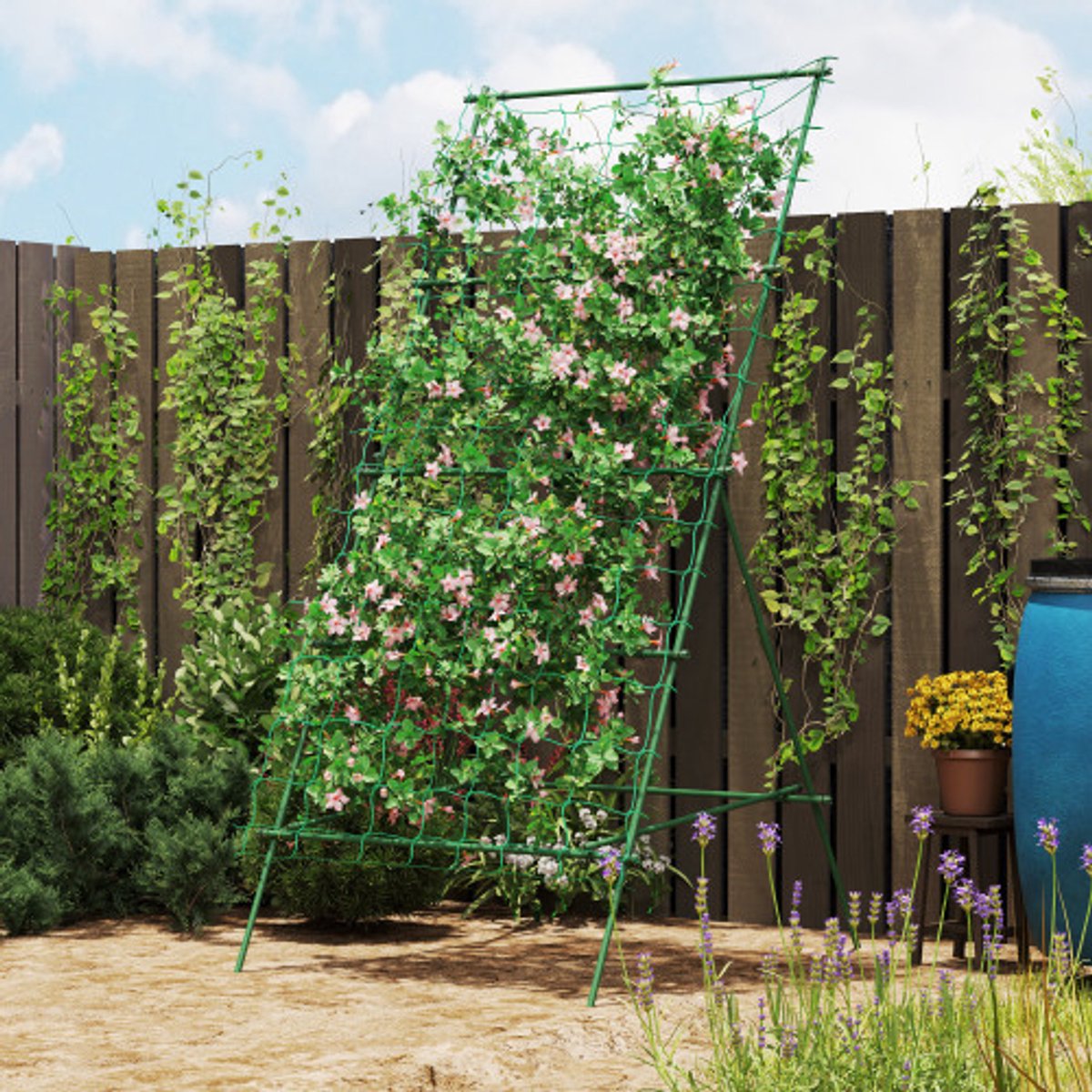Stalen trellis voor insteek roestvrij staal klimsteun in A-vorm voor klimplanten trellis 101x133x227 cm tuin trellis plant trellis voor groenten bloemen klimplanten groen