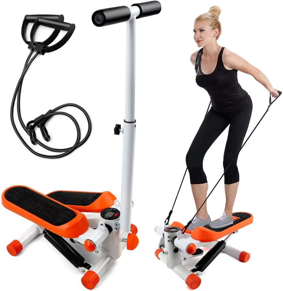 Stepper Fitness - Hometrainer - Crosstrainer Mini - Zilver en Oranje