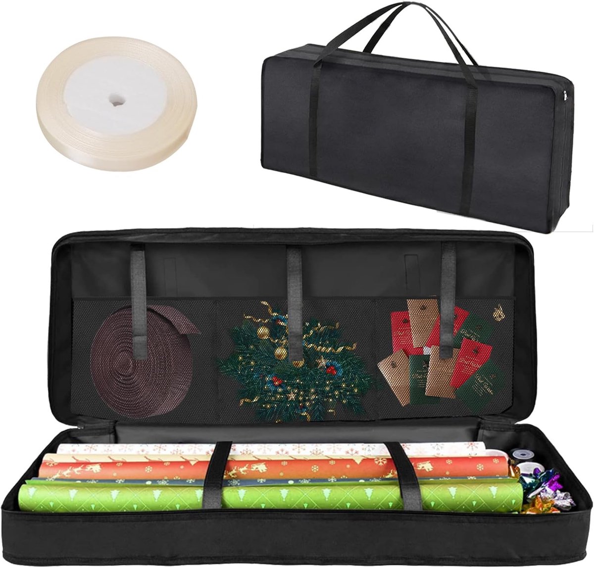 Opbergtas voor cadeaupapier - Waterdichte en scheurvaste organizer voor cadeaupapierrollen - 82 x 35 x 14 cm