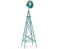 COSTWAY Winmolen, hoogte 253 cm, weerbestendige windmolen van metaal, tuindecoratie voor tuin, erf en boerderij (groen)