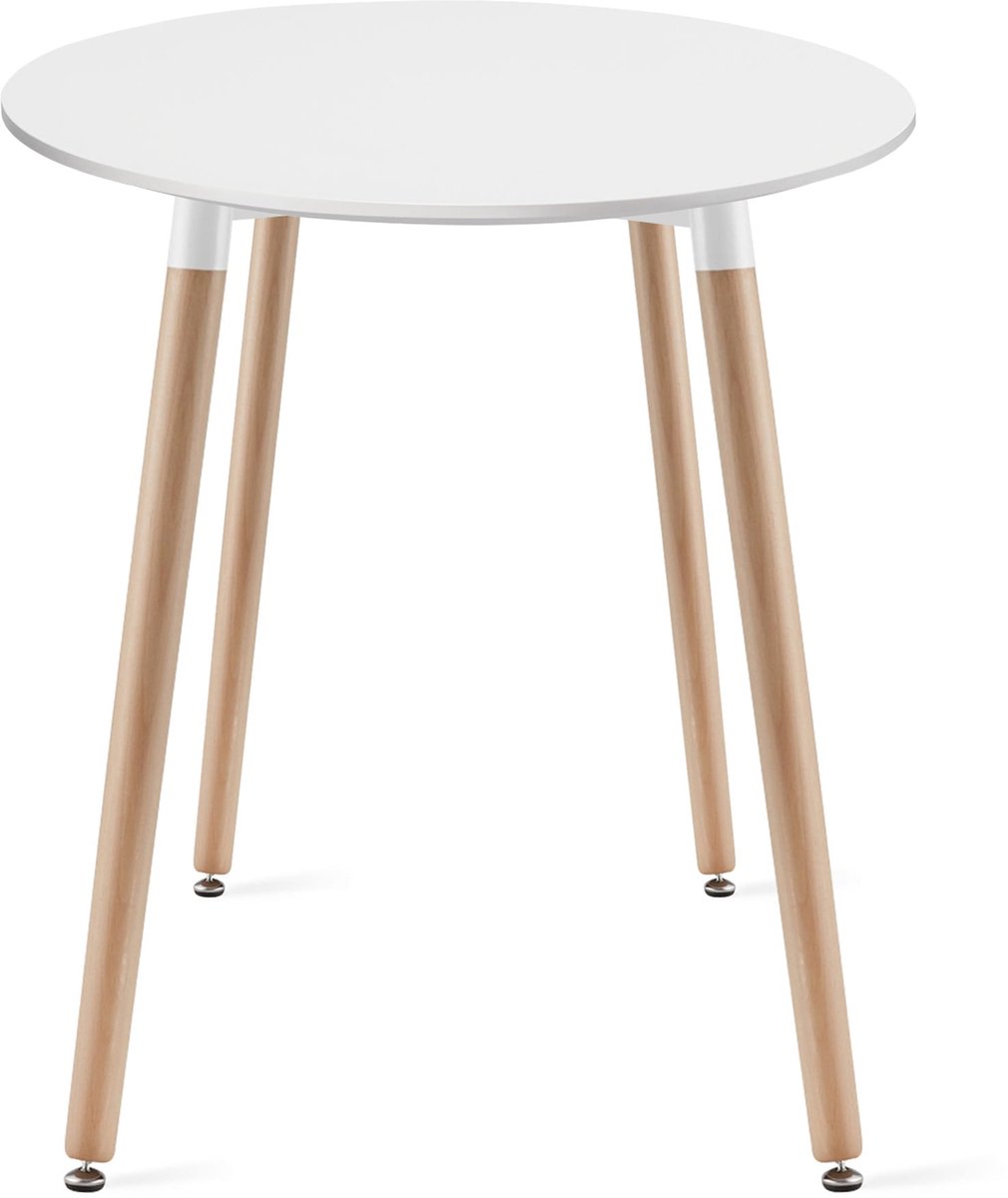 KAMI Ronde Tafel 60cm - wit / natuurlijke poten