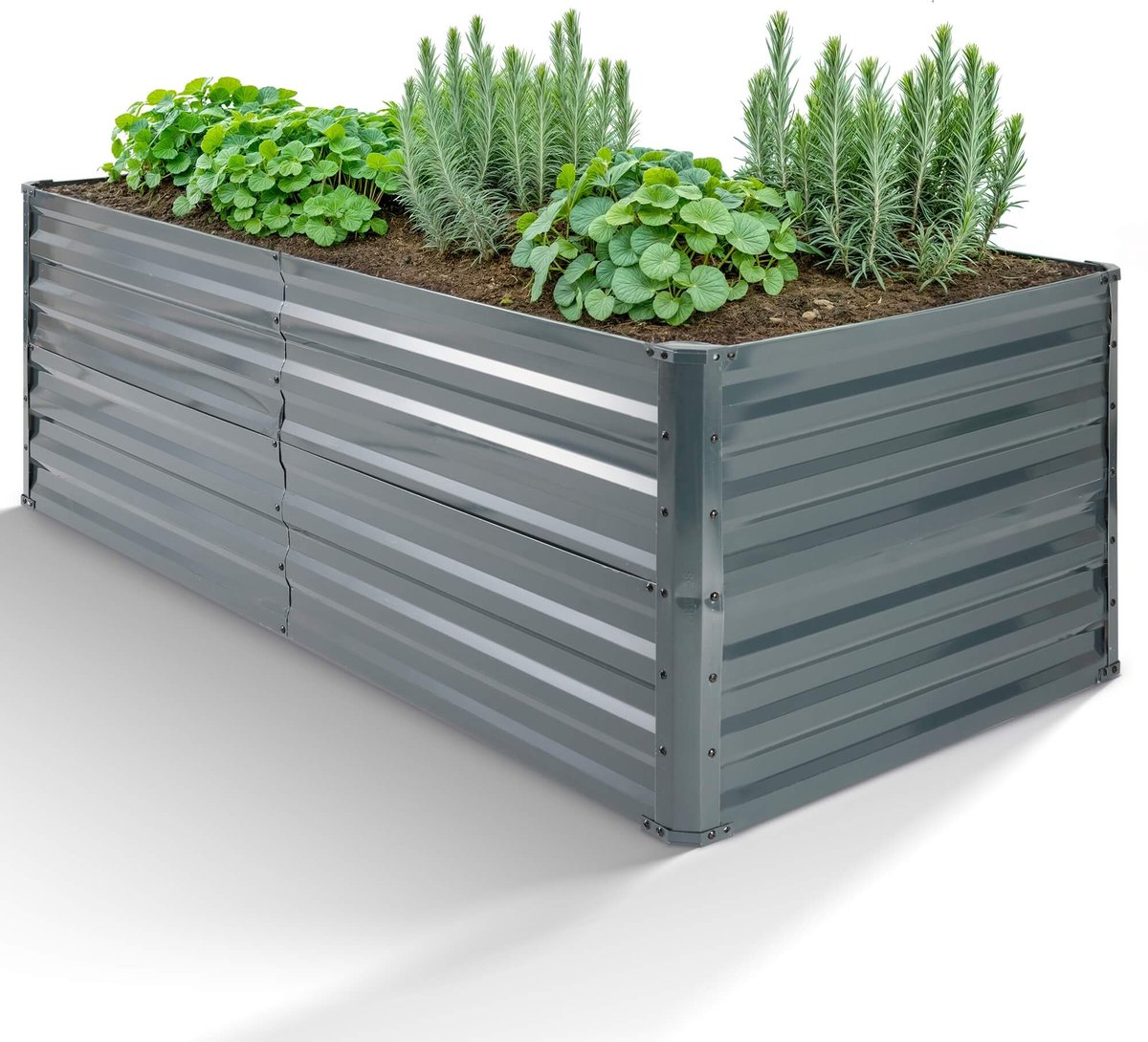 AREBOS Metalen verhoogd bed 180 x 90 x 59cm Plantbed roestvrij staal groentebed