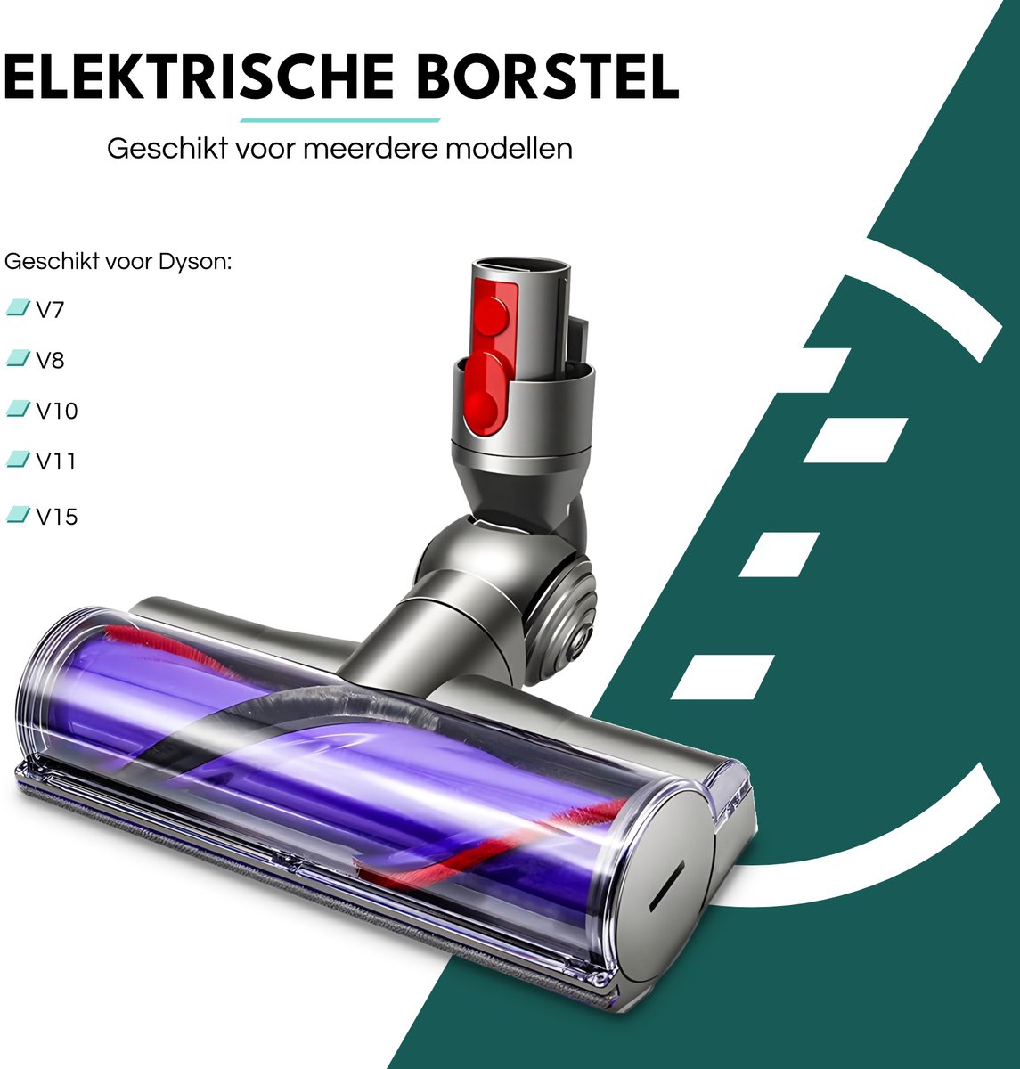 ZENC® Aangedreven Zuigmond Geschikt voor Dyson Steelstofzuiger V15, V11, V10, V8 & V7 - Turbo Borstel - Vloerzuigmond - Stofzuigermondstuk - Opzetstuk - Mondstuk - Stofzuigeraccessoires - Grijs — afbeelding 6