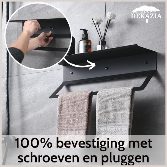 DEKAZIA® Handdoekenrek Zwart Mat - Badkamer Badhanddoek Houder, Keuken