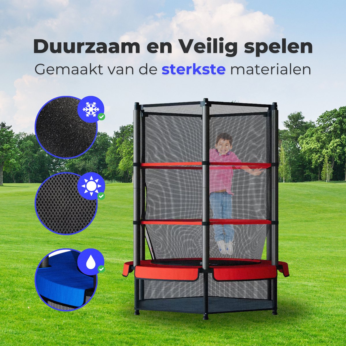 RocketJump LF14 Trampoline - Inclusief veiligheidsnet - Kindertrampoline 140 cm - Rood — afbeelding 6