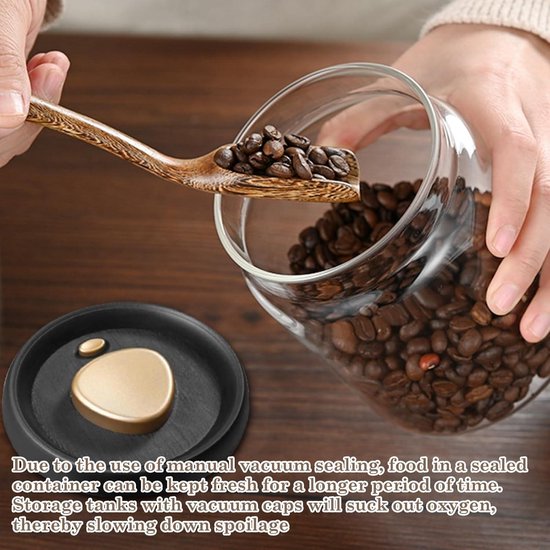 Vacuüm Bewaarbus Glas WANDGU Luchtdichte Koffiepot - Glazen Voorraadpot Met Vacuümdeksel Voor Koffiebonen En Thee, 1200 Ml 1200 Ml Voorraadpot