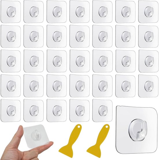 Zelfklevende Haken Set - 35 Stuks Transparante Wandhaken, Extra Sterk
