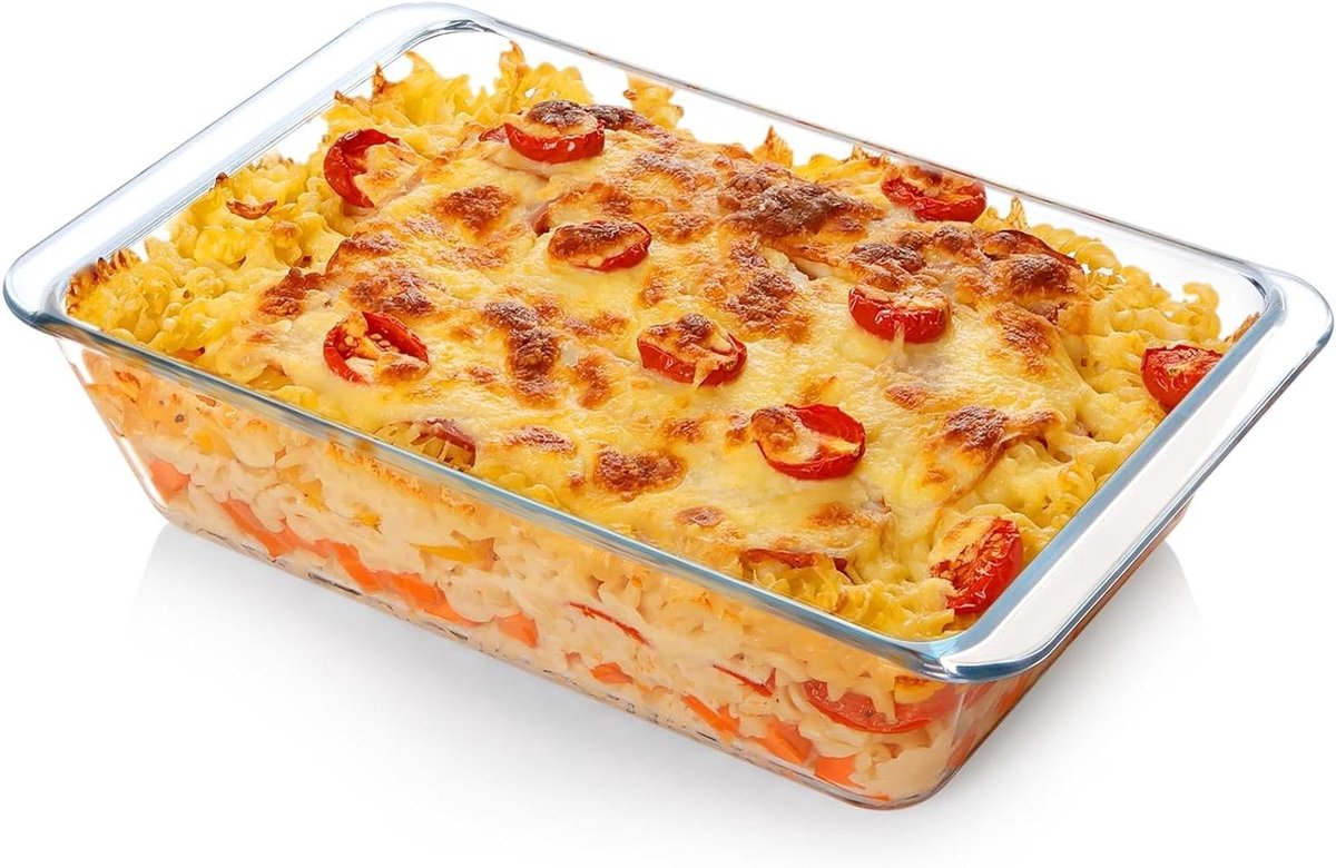 Diepe glazen ovenschaal - ovenbestendig rechthoekige glazen lasagneschotel (35 l)