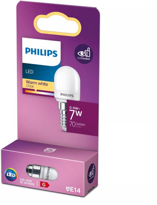 Philips LED T25 Mat Koelkastlampje - 7 W - E14 - warmwit licht