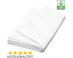 Droomtextiel Zachte Katoenen Laken Wit Eenpersoons - 150x260 cm - Hoogwaardige Kwaliteit
