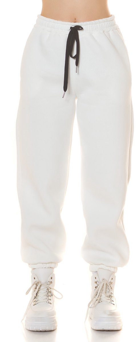 Koucla joggingbroek comfort hoge taille lounge broek wit maat M