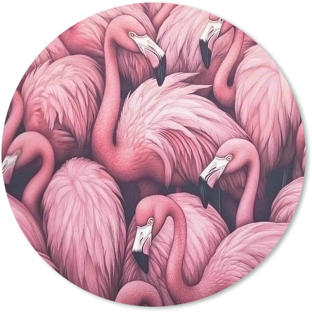 Muismat rond 40x40 cm - Mousepad Flamingo - Roze - Dieren - Ronde muismatten