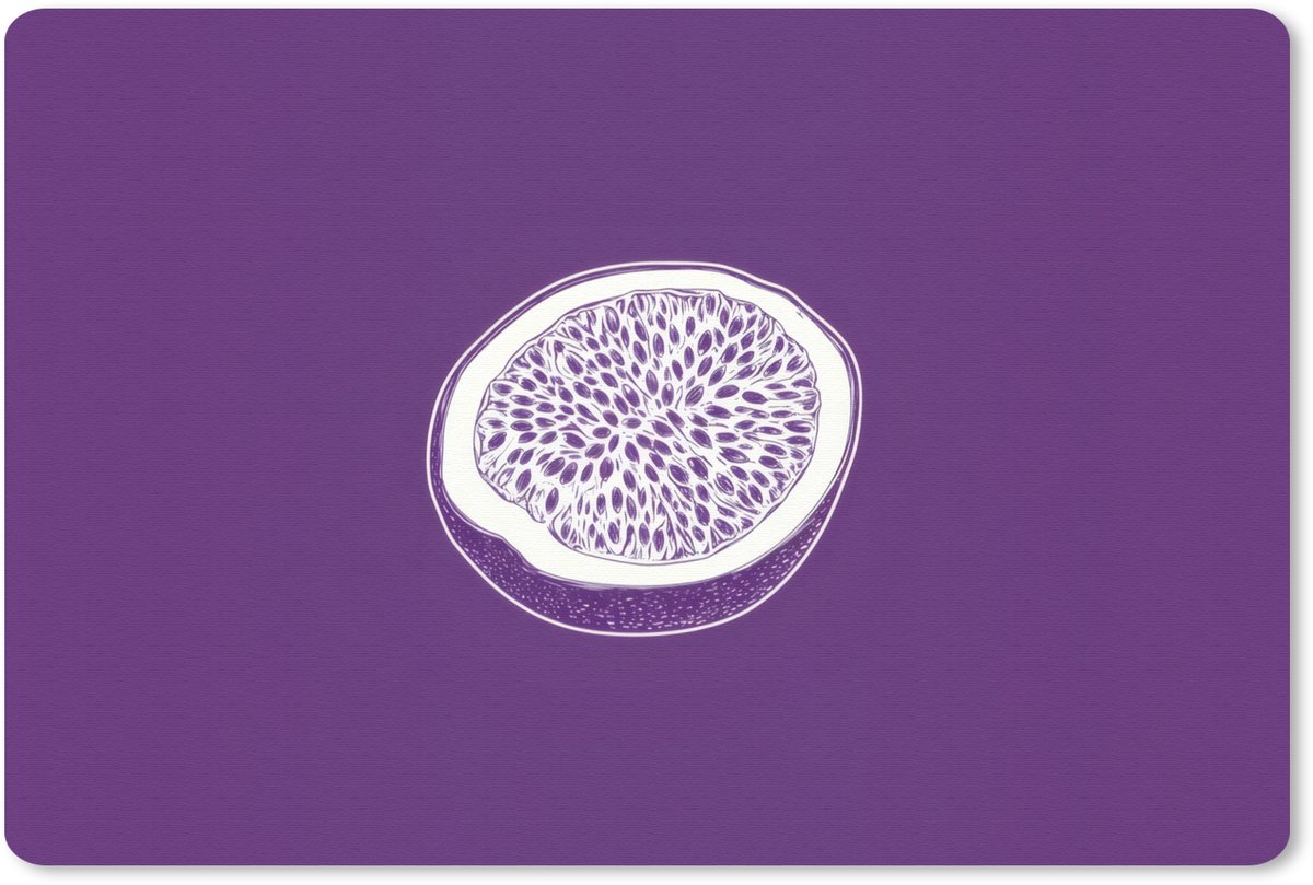 Muismat 27x18 cm - Mousepad Passievrucht - Zaadjes - Paars - Minimalistisch - Muismatten