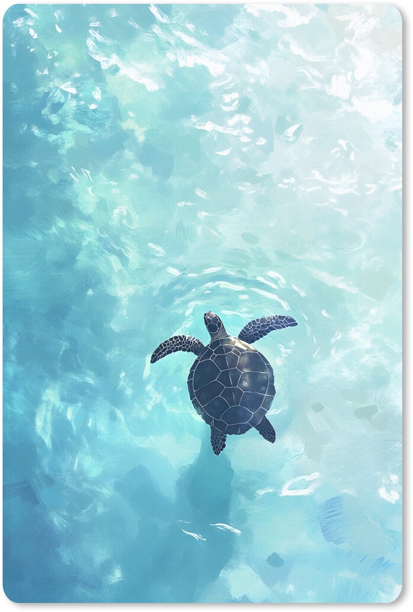 Muismat 18x27 cm - Mousepad Schildpad - Zee - Blauw - Schittering - Muismatten
