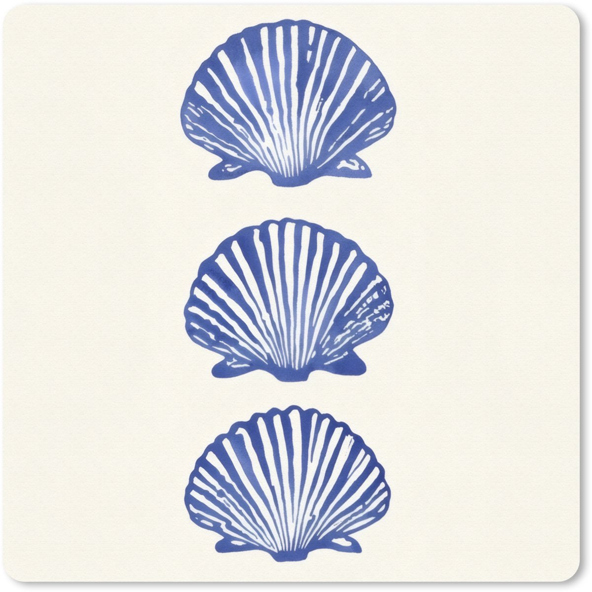 Muismat 20x20 cm - Mousepad Schelpen - Blauw - Patroon - Muismatten