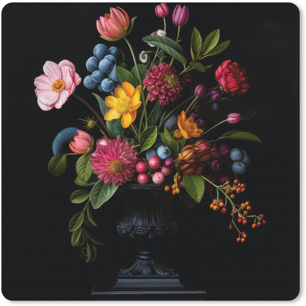 Muismat 30x30 cm - Mousepad Bloemen - Vrolijk - Vaas - Muismatten
