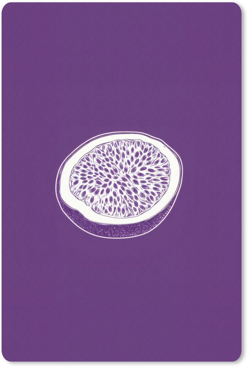 Muismat 18x27 cm - Mousepad Passievrucht - Zaadjes - Paars - Minimalistisch - Muismatten
