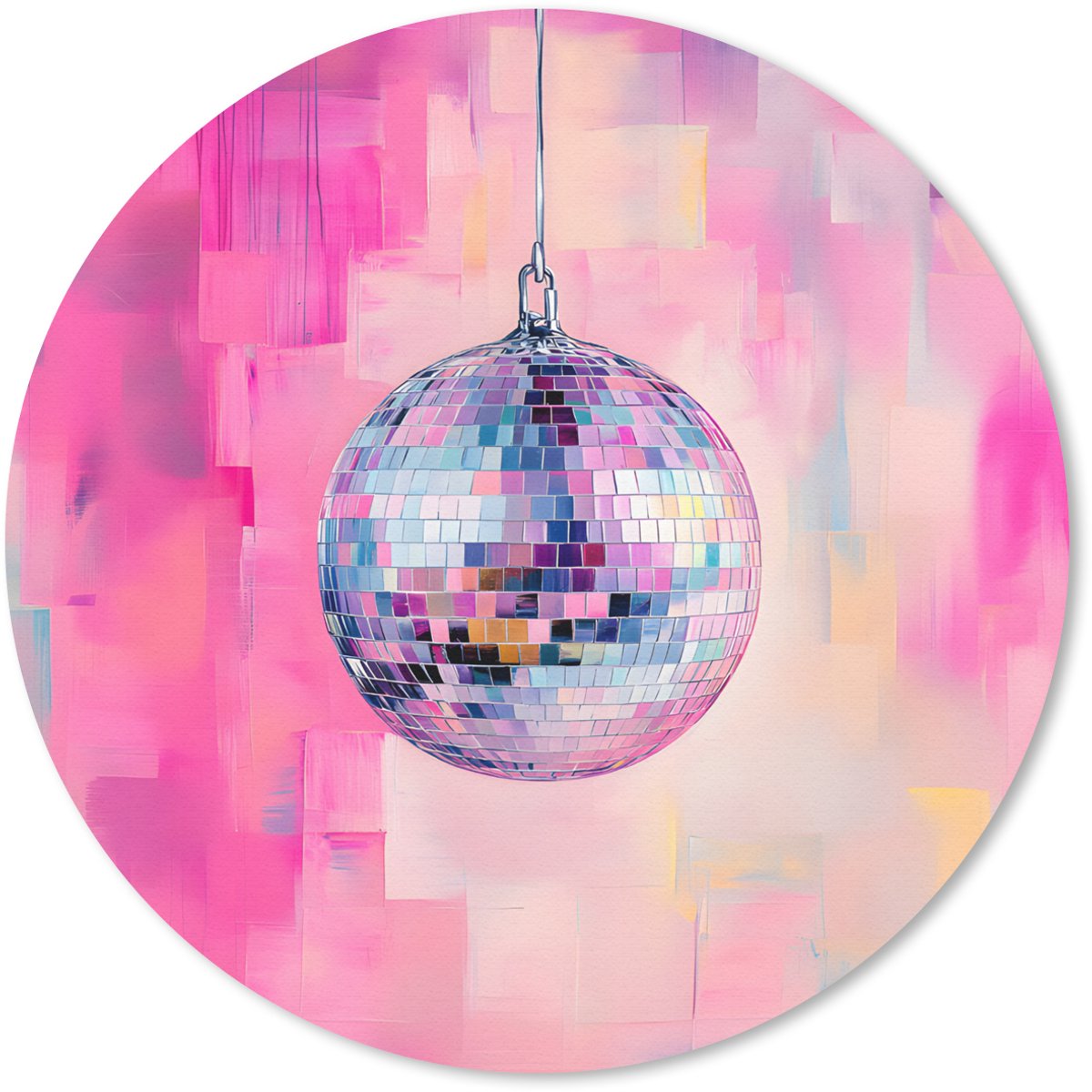 Muismat rond 30x30 cm - Mousepad Discobal - Pink - Verf - Ronde muismatten