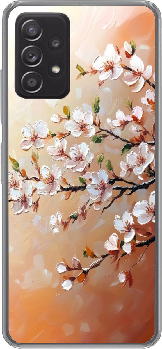 Telefoonhoesje Geschikt voor Samsung Galaxy A53 5G hoesje - Bloesemtakken - Schilderachtig - Roze - Siliconen Telefoonhoesje Telefoonhoesje
