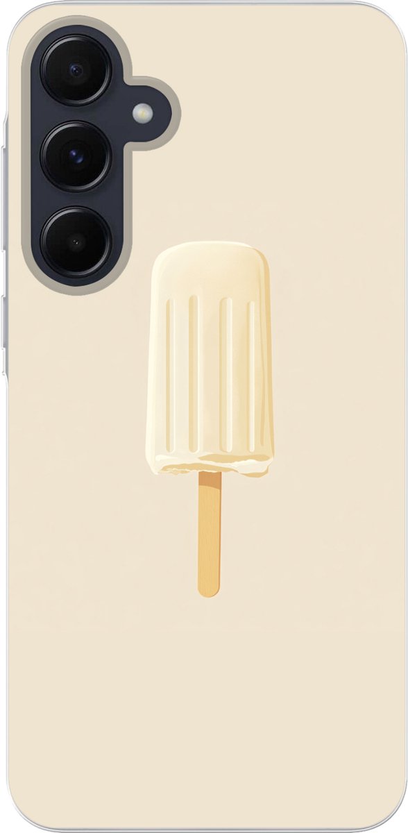 Telefoonhoesje Geschikt voor Samsung Galaxy A55 hoesje - Minimalistisch - Waterijsje - Stokje - Beige - Siliconen Telefoonhoesje Telefoonhoesje