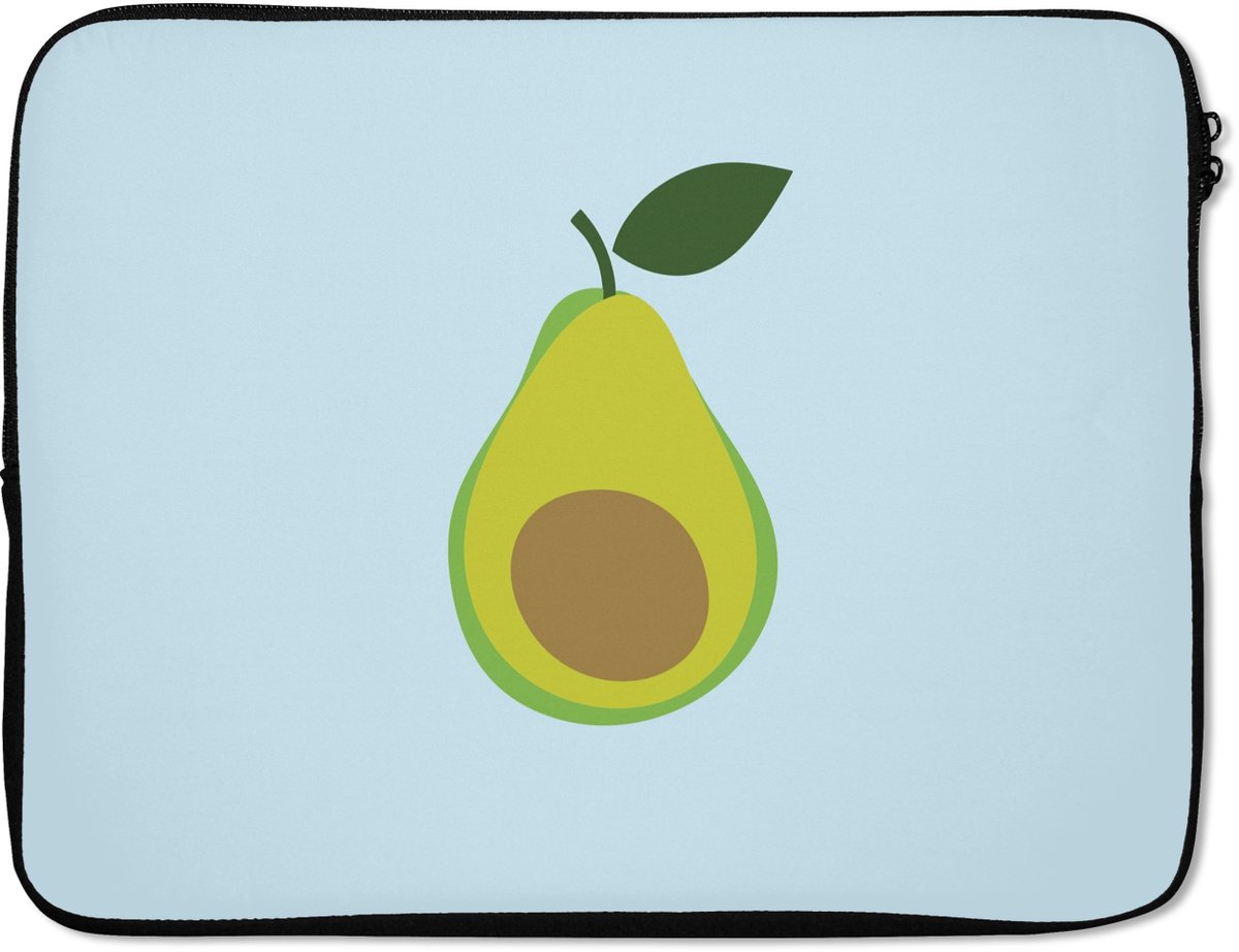 Laptophoes 15.6 inch - Avocado - Illustratie - Groene - Vrucht - Laptop sleeve - Binnenmaat 37x26 cm - Zwarte achterkant