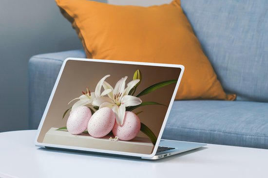 Laptop sticker - 14 inch - Lelies - Eieren - Pasen - 32x5x23x5cm - Laptopstickers - Laptop skin - Cover