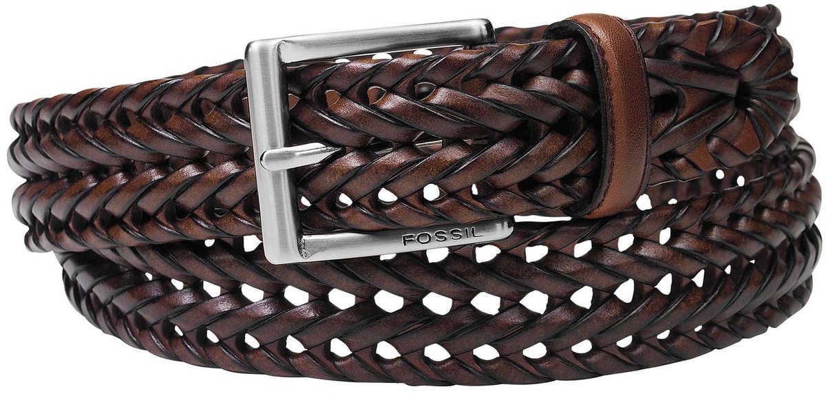 FOSSIL Leren Riem Myles Belt W105 Cognac Donkerbruin