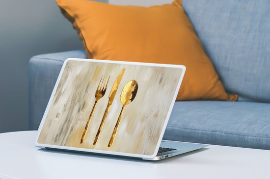Laptop sticker - 14 inch - Verf - Goud - Bestek - 32x5x23x5cm - Laptopstickers - Laptop skin - Cover