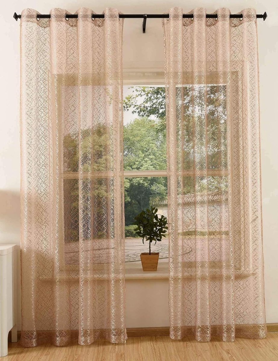 Ibenzoa Transparante Decoratieve Gordijnen met Oogjes - Volledige Zichtbaarheid en Privacy taupe
