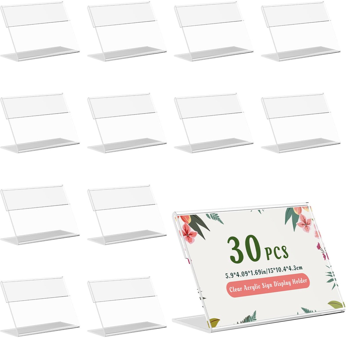 Ibenzoa® Drieëntwintig Transparante Verticale Acryl Labelhouders met Prijskaartjestaartstandaard, Mini, Acryl, Kleine Labelhouder, Helder Acryl Standaard voor Winkels en Kantoren
