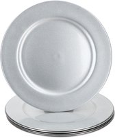 Set van 6 zilveren GLITZER plastic presenteerblaadjes - 22283322